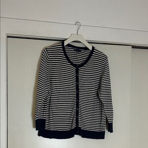GAP Navy and White Striped Cardigan